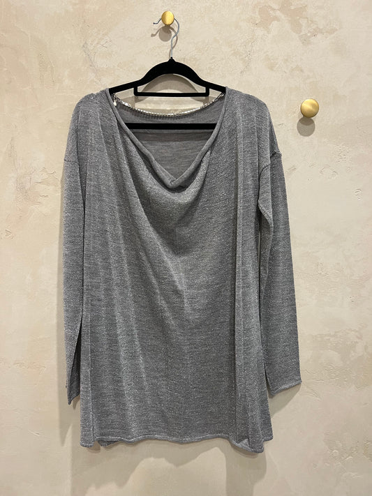 METALLIC CHAIN SWEATER - GREY