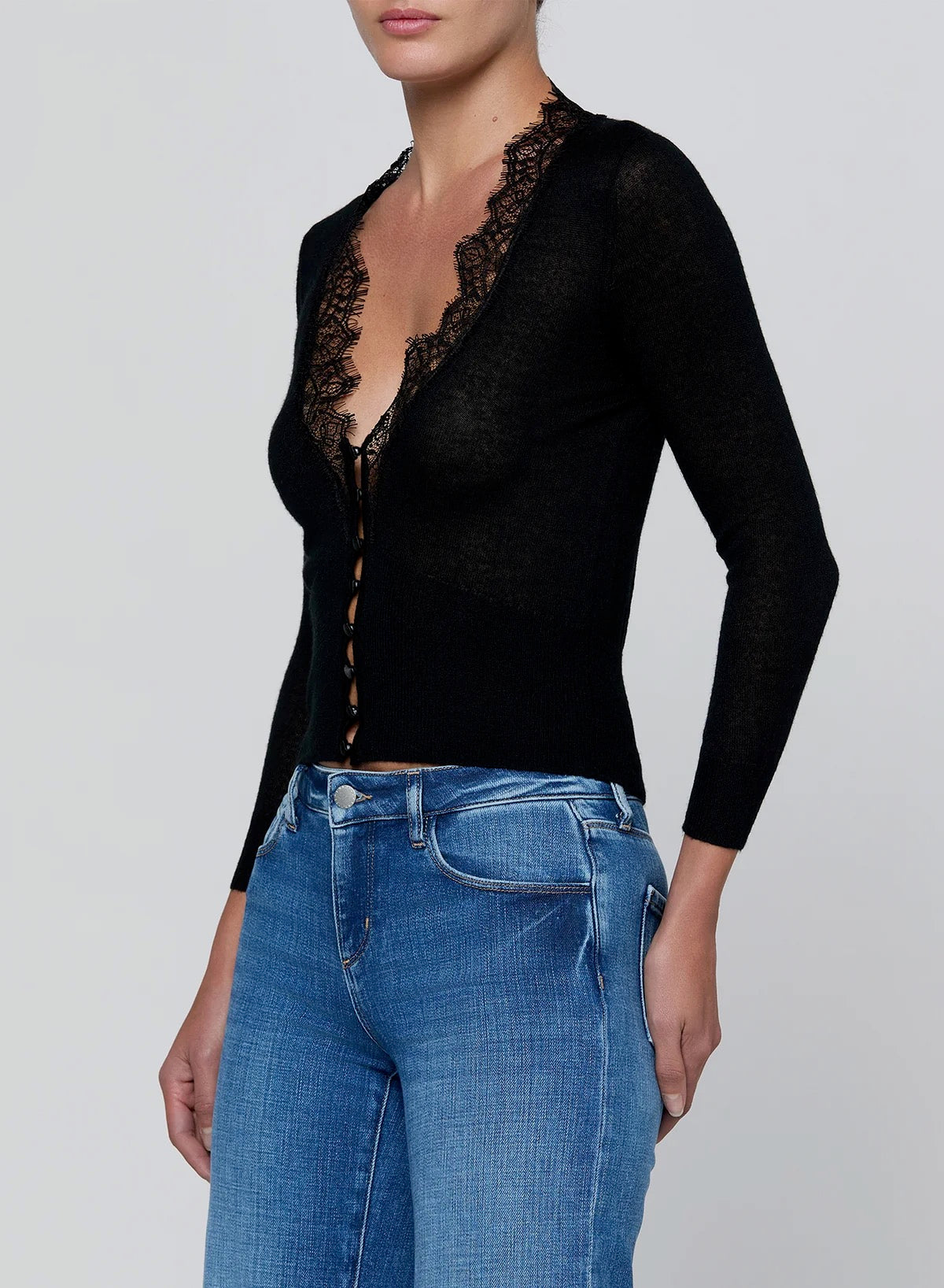 ELUNA CARDIGAN TOP - BLACK