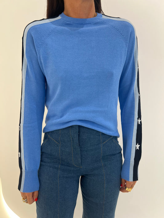 SOFIE STAR STRIPE SWEATER - TRANQUIL BLUE