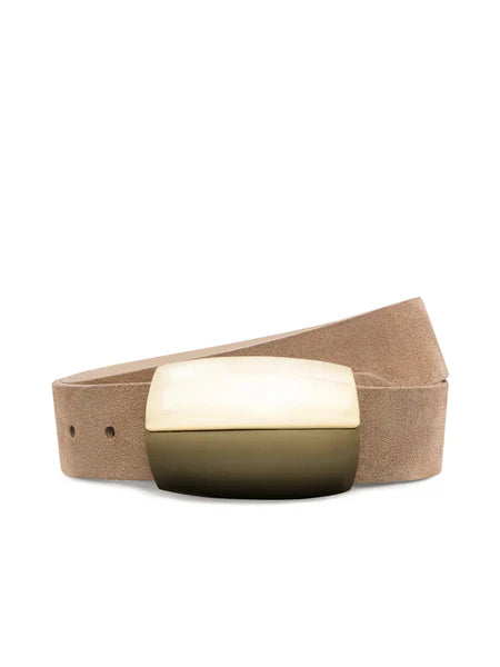 MILOU DOMED SUEDE BELT - CAPPUCCINO