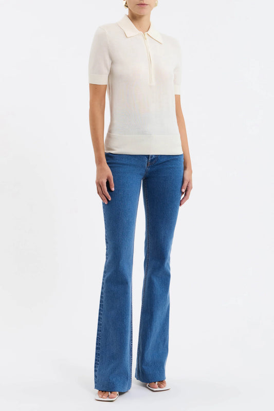 INDY POLO KNIT TOP - IVORY