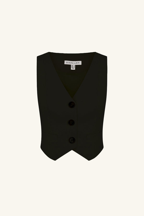 IRENA TAILORED FITTED VEST - BLACK