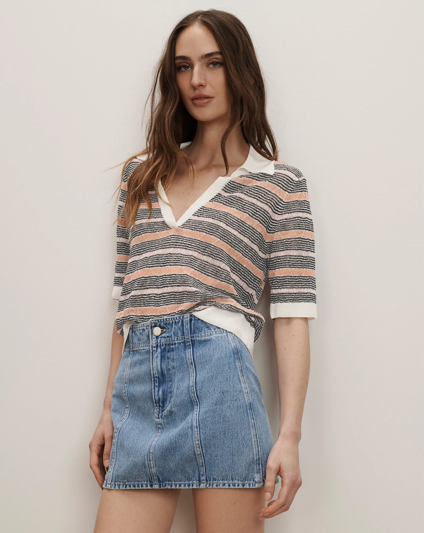 ISSA KNIT POLO - MUTED CLAY MULTI