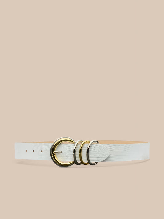 *PREORDER* TOBAR BELT - WHITE LIZARD EMBOSSED