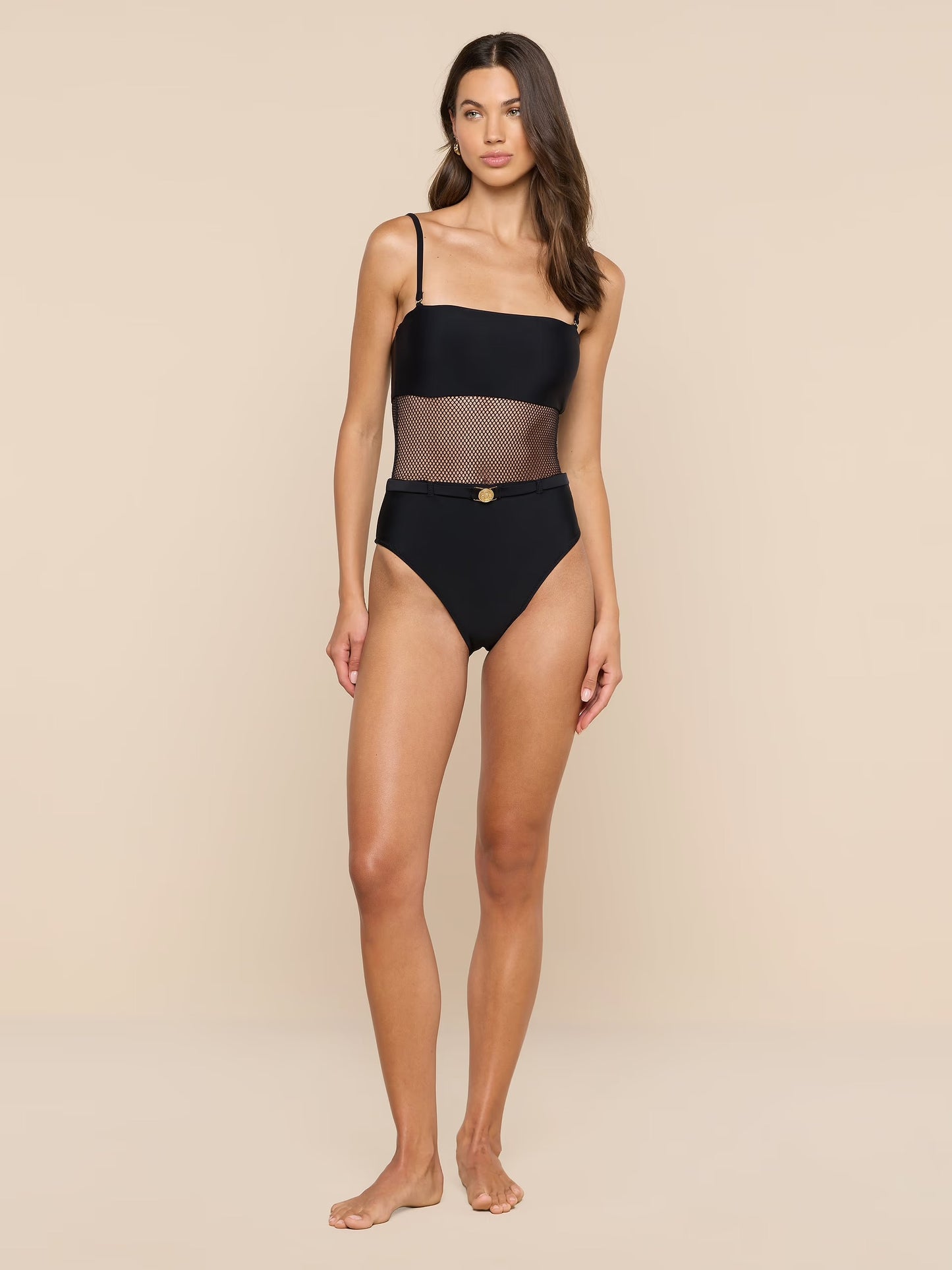 *PREORDER* TORY BANDEAU ONE PIECE SWIMSUIT - BLACK MESH