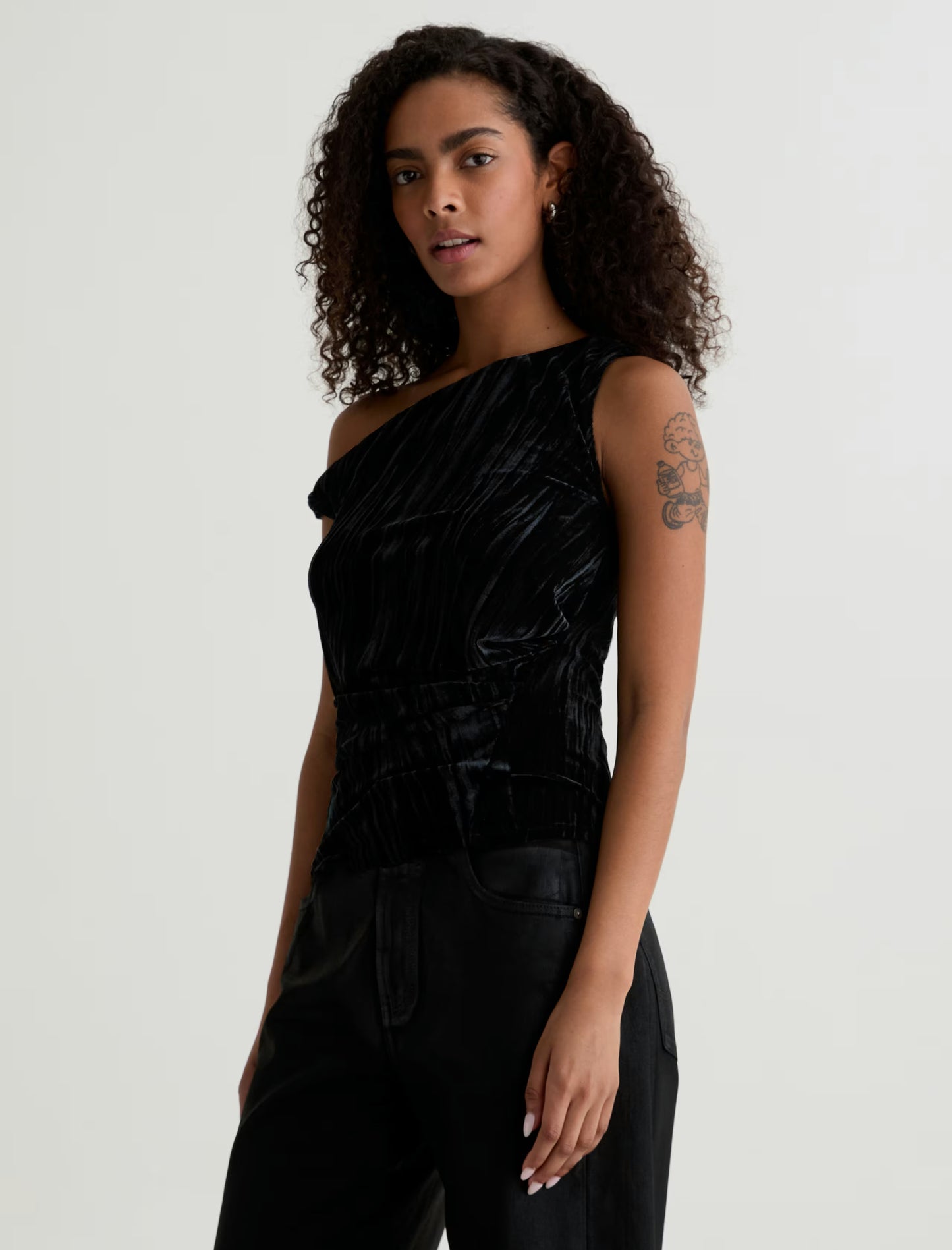 RACHEL VELVET TOP - SUPER BLACK