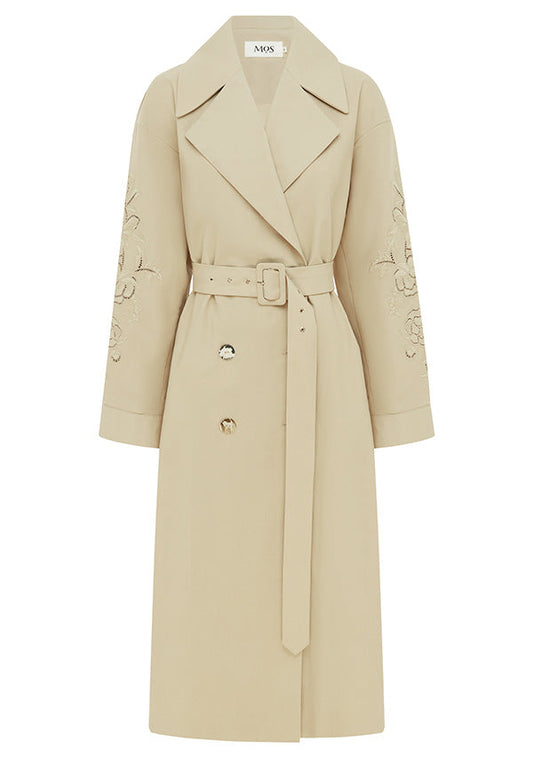 LOUISE EMBROIDERY TRENCH - BEIGE