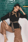 *PREORDER* NOMADIC SWEATER - BLACK CHEVRON
