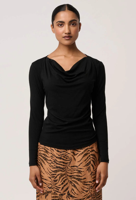 *PREORDER* MILDA COWL TOP - BLACK