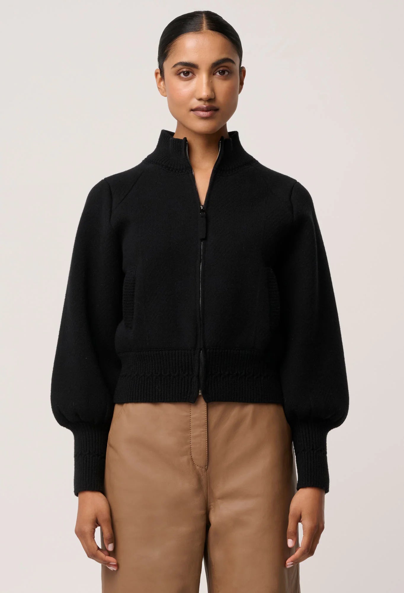 *PREORDER* JEANNE KNIT BOMBER JACKET - BLACK
