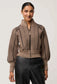 *PREORDER* JEANNE KNIT BOMBER JACKET - TAN CHEVRON