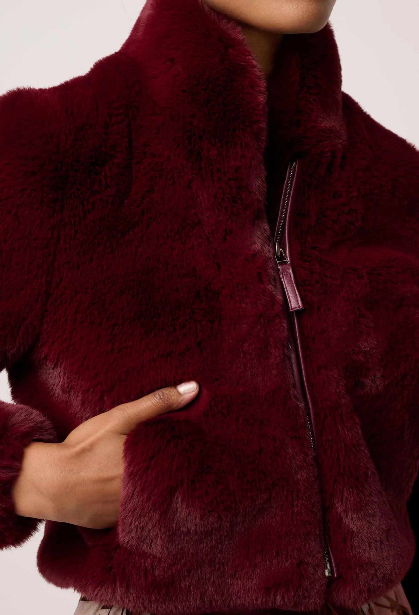 *PREORDER* DAWN FAUX FUR JACKET - BORDEAUX