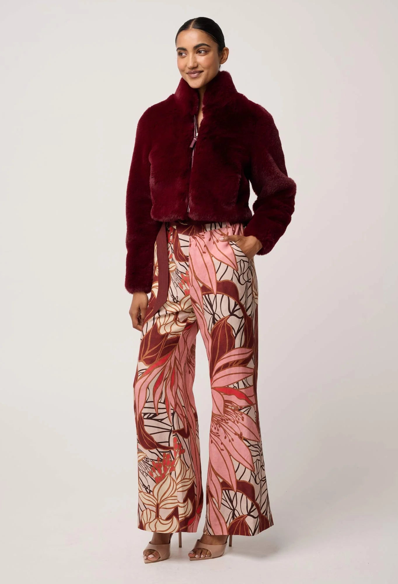 *PREORDER* DAWN FAUX FUR JACKET - BORDEAUX