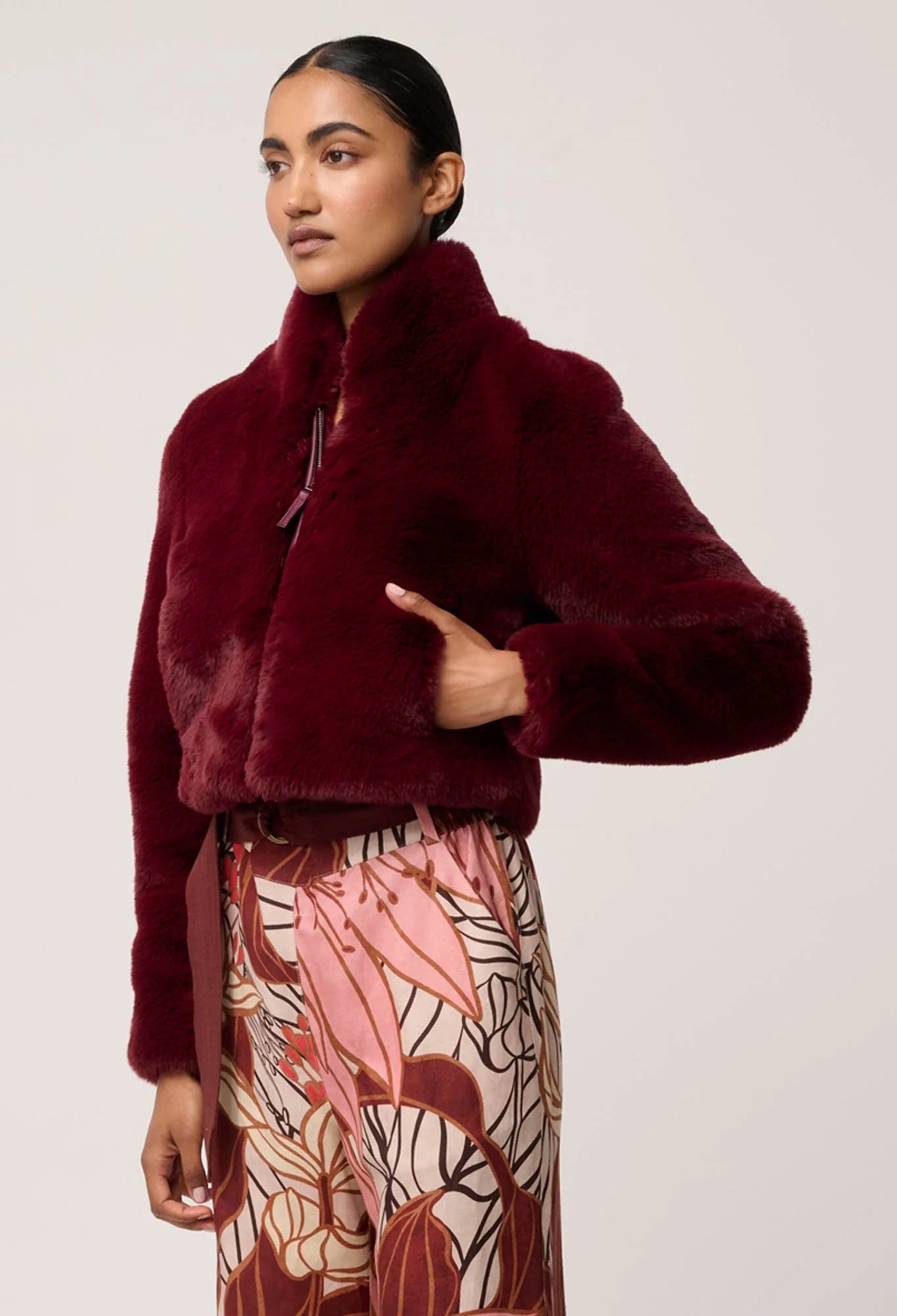 *PREORDER* DAWN FAUX FUR JACKET - BORDEAUX
