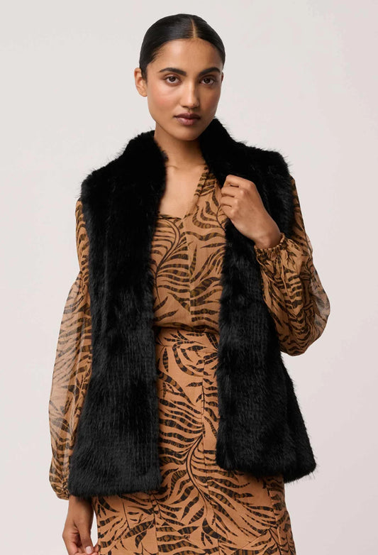 *PREORDER* HAZEL FAUX FUR VEST - BLACK