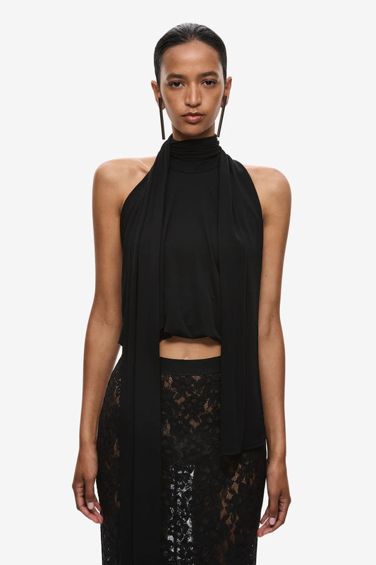 THE SASH JERSEY TOP - BLACK
