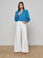 AVA LACE CUFF BLOUSE - STONE BLUE