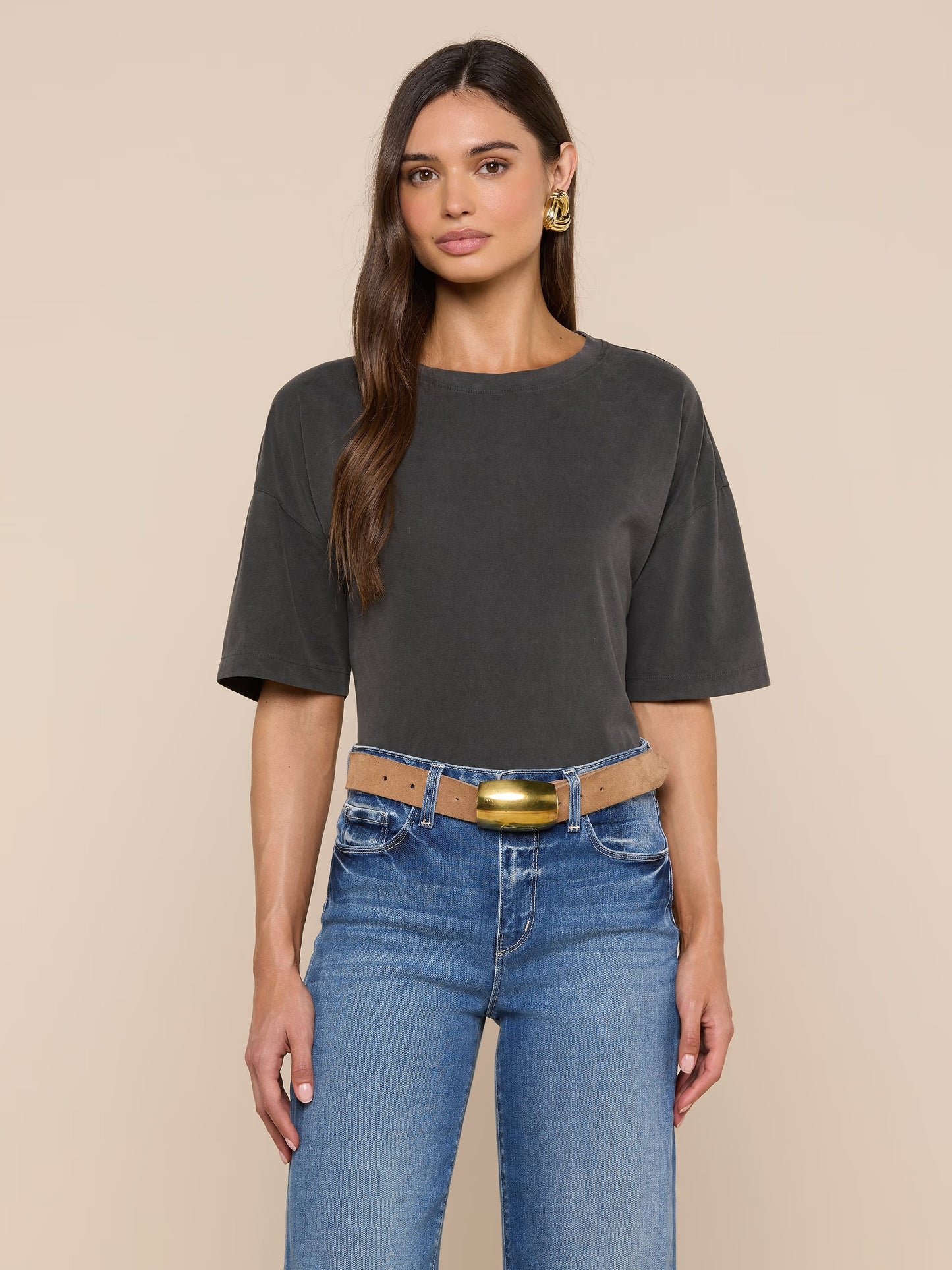 DARIA OVERSIZED CROP TEE - ANTIQUE BLACK