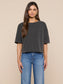 DARIA OVERSIZED CROP TEE - ANTIQUE BLACK