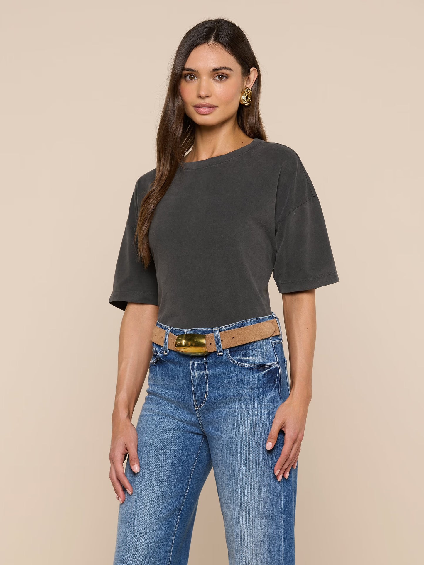 DARIA OVERSIZED CROP TEE - ANTIQUE BLACK