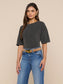 DARIA OVERSIZED CROP TEE - ANTIQUE BLACK