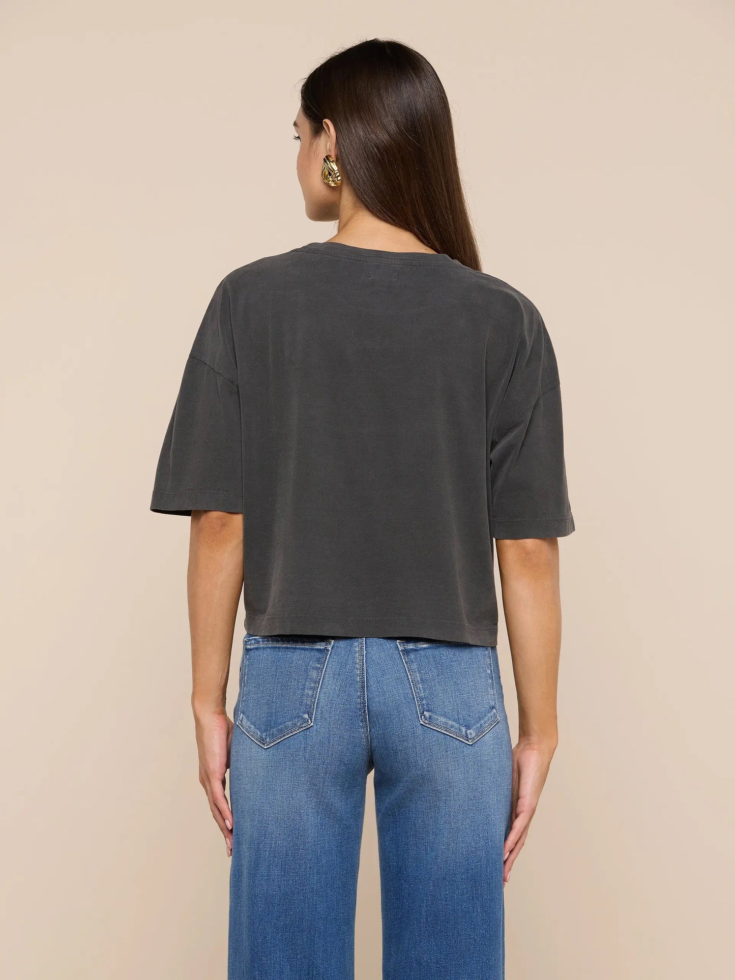 DARIA OVERSIZED CROP TEE - ANTIQUE BLACK