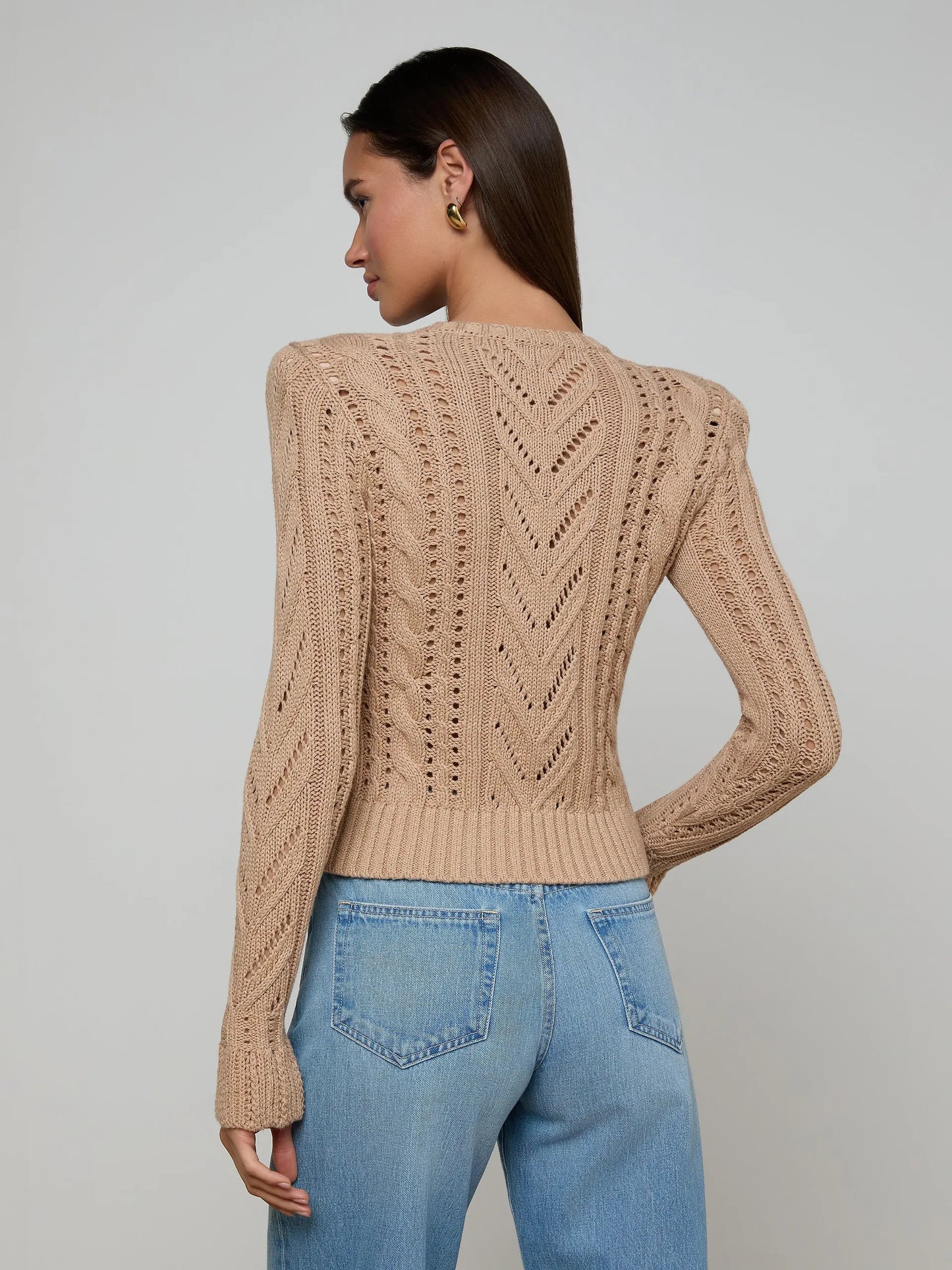 MIO CABLE CROP PULLOVER - SOFT CAMEL