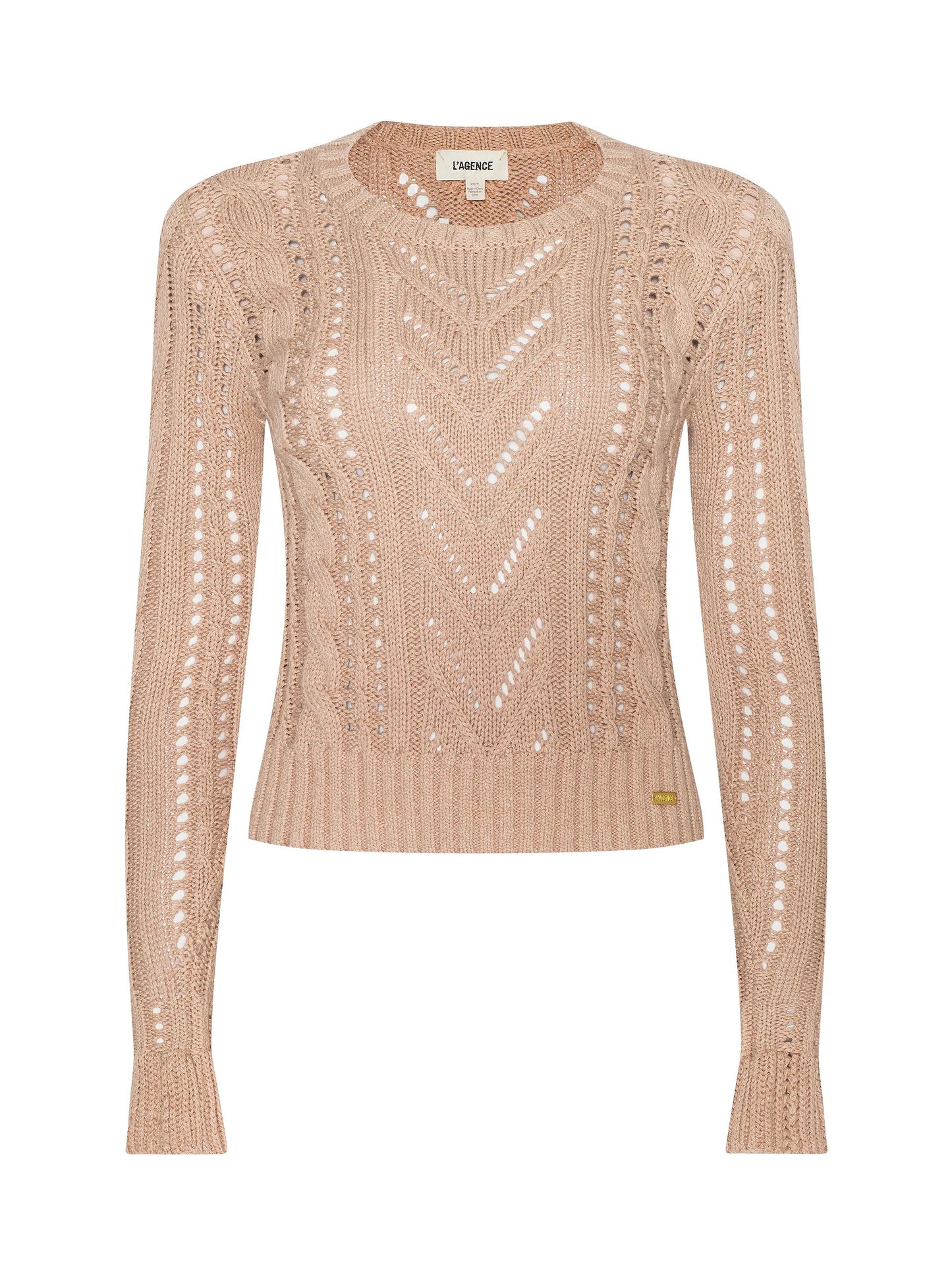 MIO CABLE CROP PULLOVER - SOFT CAMEL