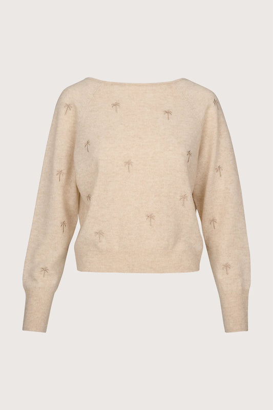 EMBROIDERY PALM TWIST BOAT NECK - CYGNET
