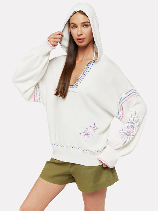 HARPER EMBROIDERED HOODIE - ICE WATER/INSIGNIA BLUE