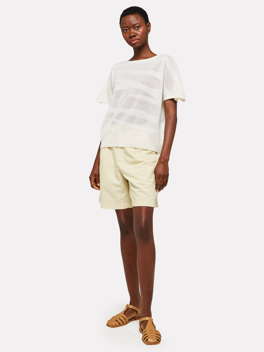 POINTELLE ZEBRA TEE - WHITE