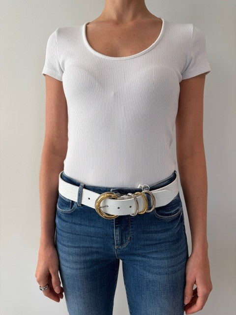 TOBAR BELT - WHITE LIZARD EMBOSSED