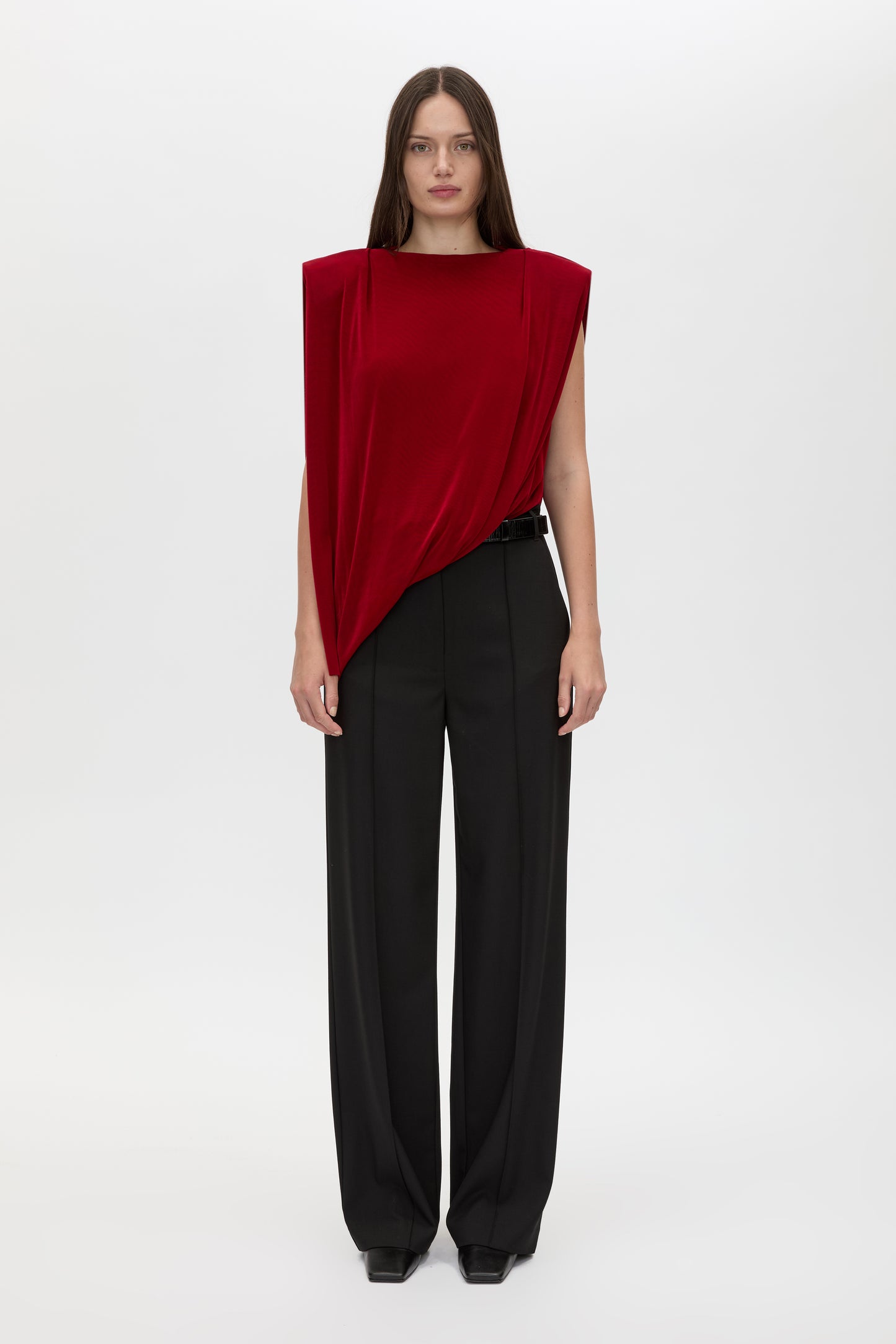 RAVINE DRAPED TOP - CHERRY