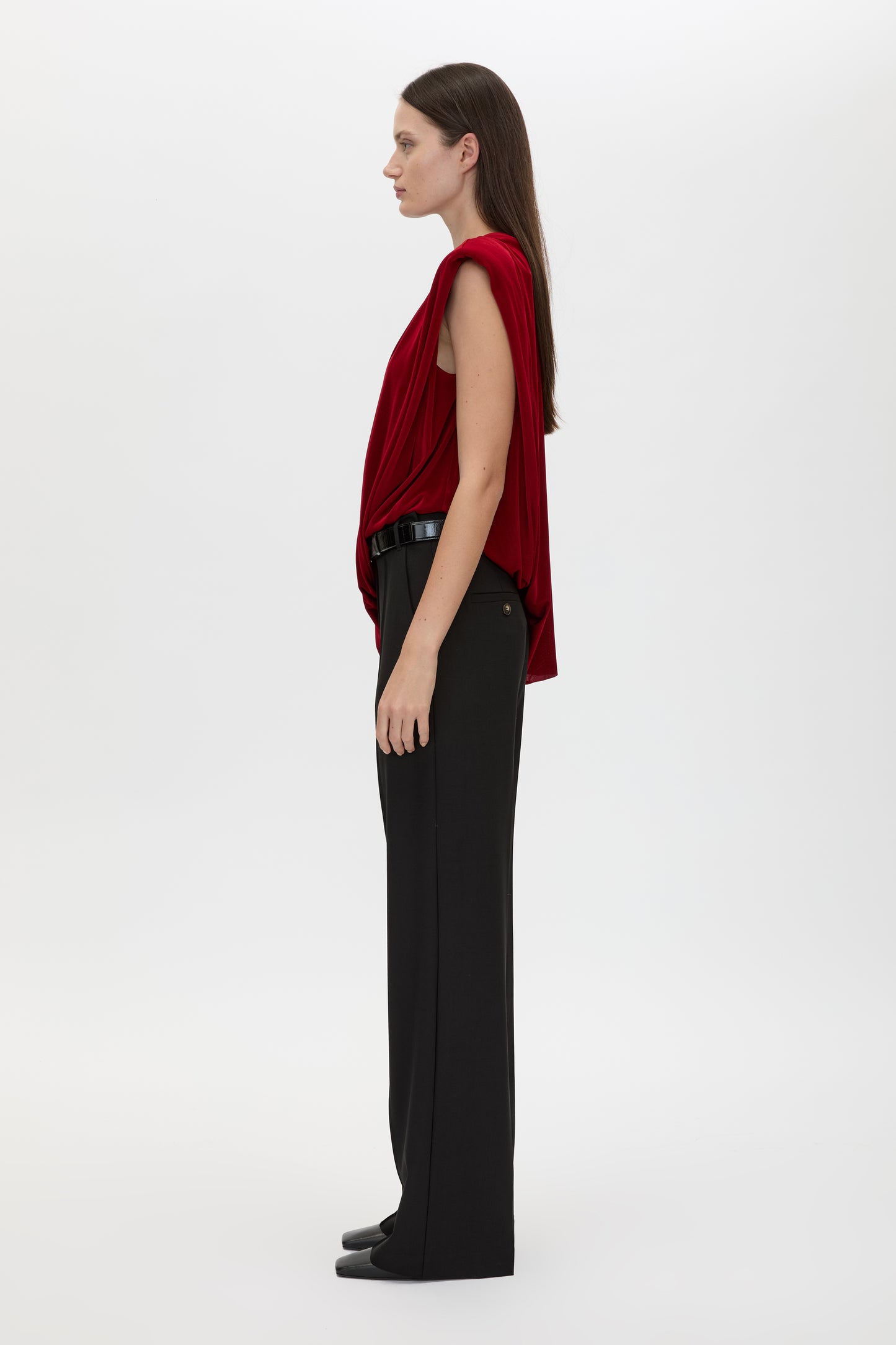 RAVINE DRAPED TOP - CHERRY