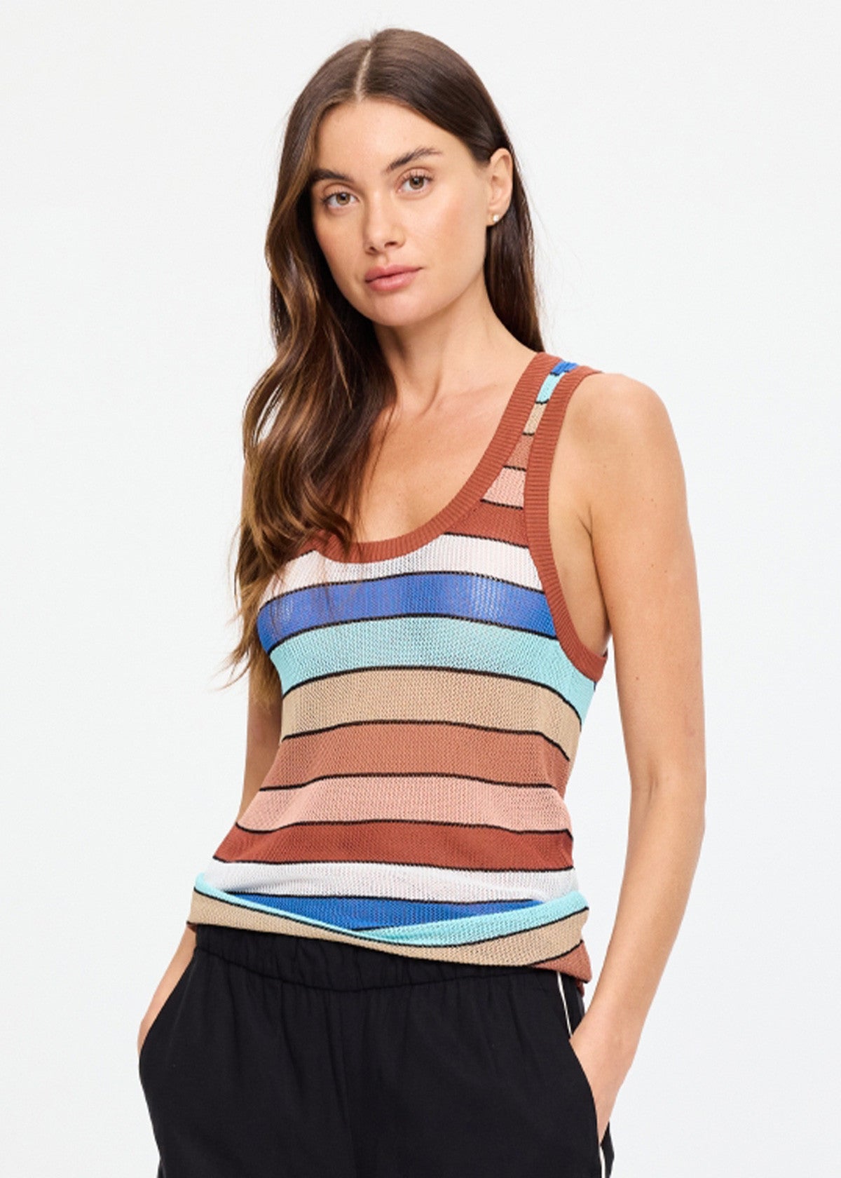 IZA JET KNIT TANK TOP - STRIPE