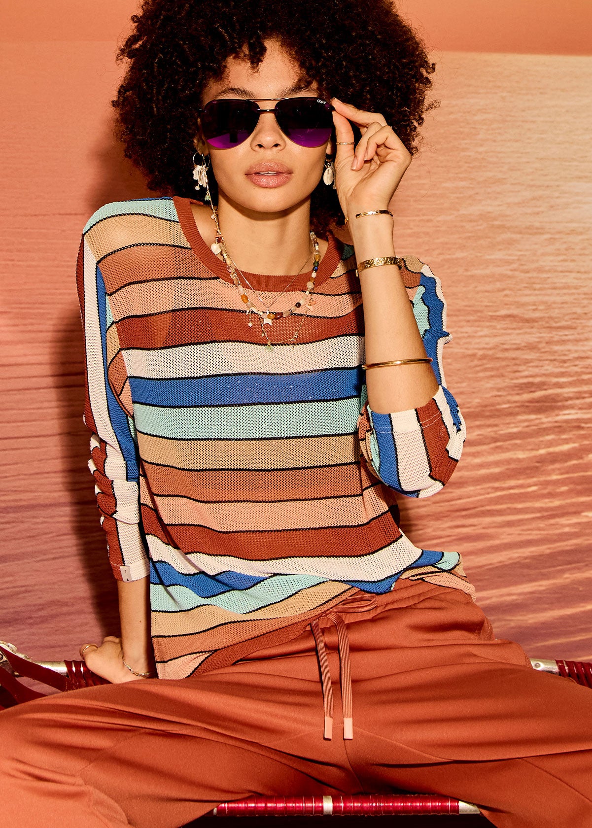 IZA MILLA LONG SLEEVE TOP -  STRIPE