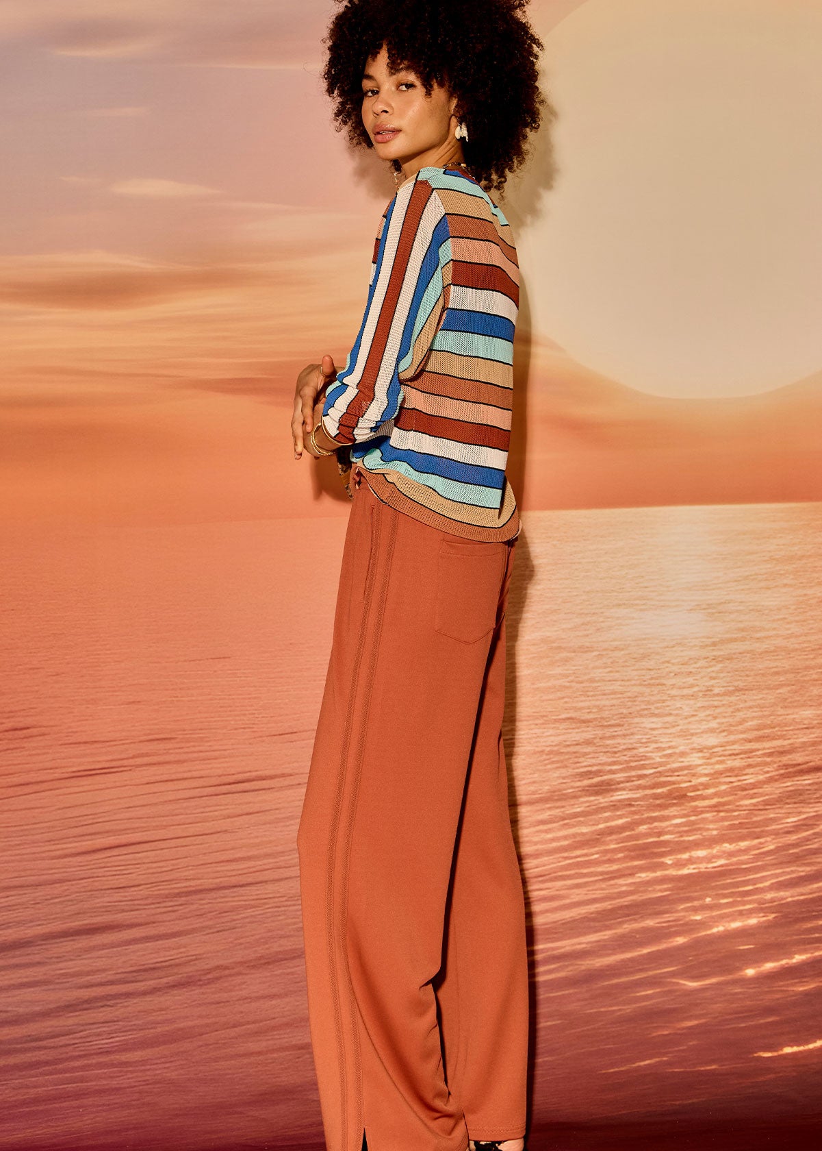 IZA MILLA LONG SLEEVE TOP -  STRIPE