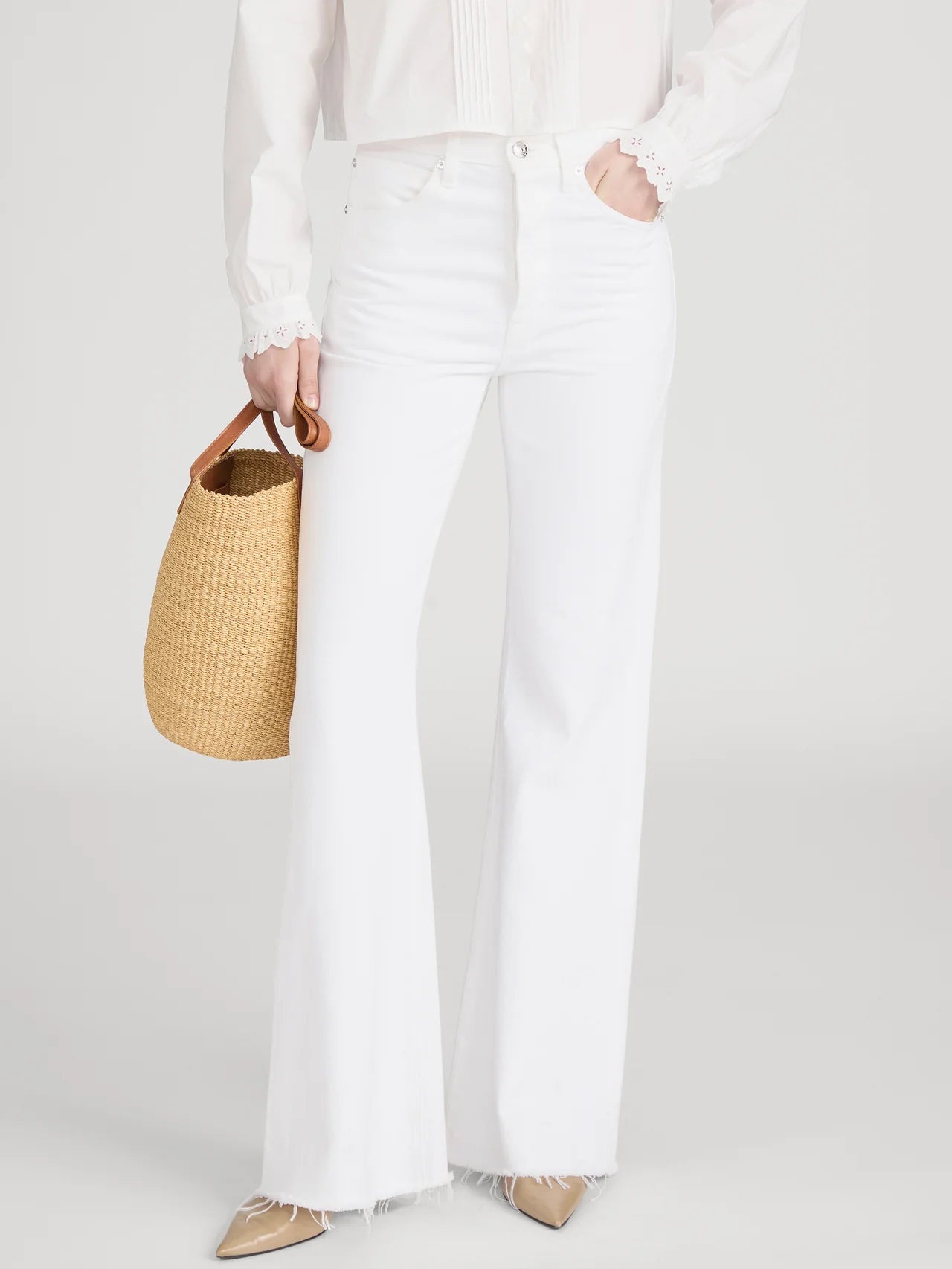 THE LAX JEAN  - WHITE RAW FRAY