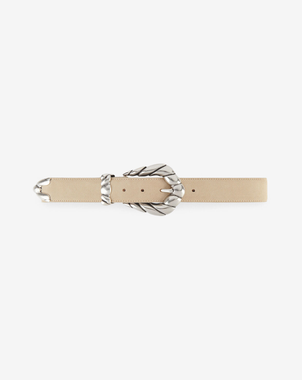 EMBELLA SUEDE LEATHER BELT - BEIGE
