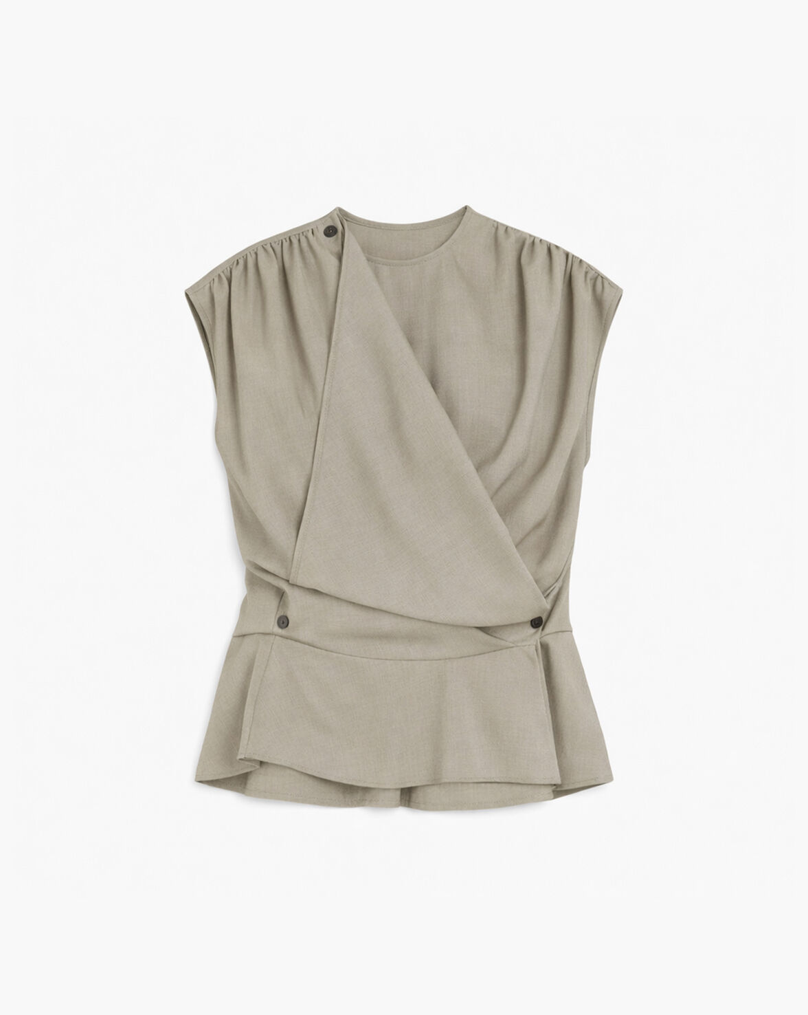 SCILLA DRAPED TOP - OLIVE GREEN