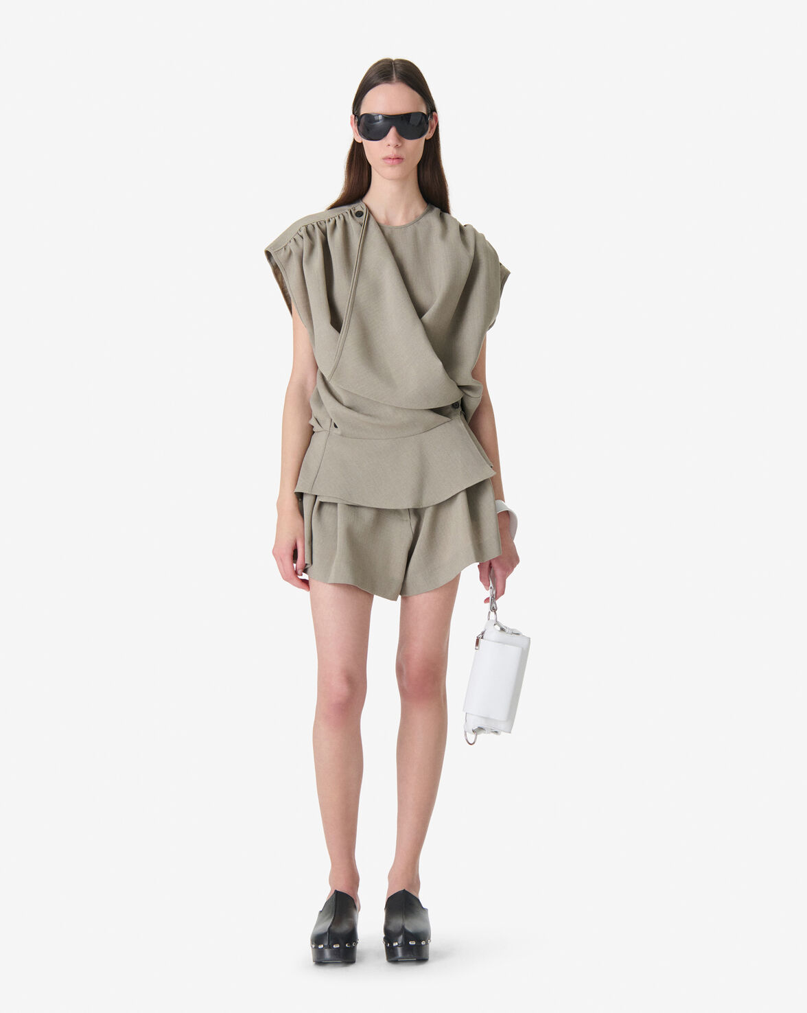 SCILLA DRAPED TOP - OLIVE GREEN