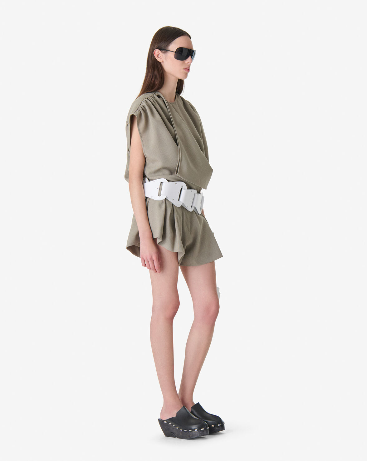 SCILLA DRAPED TOP - OLIVE GREEN