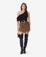 ETHELLE SHORT LEOPARD SKIRT - BLACK/CAMEL