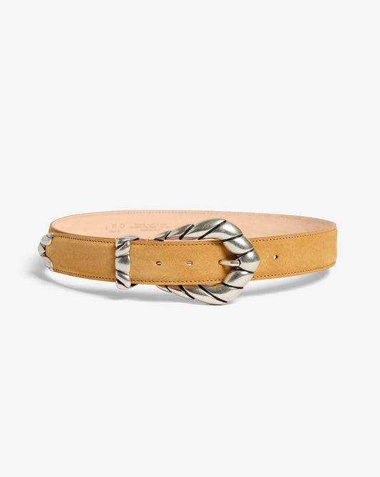 EMBELLA SUEDE LEATHER BELT - SAND