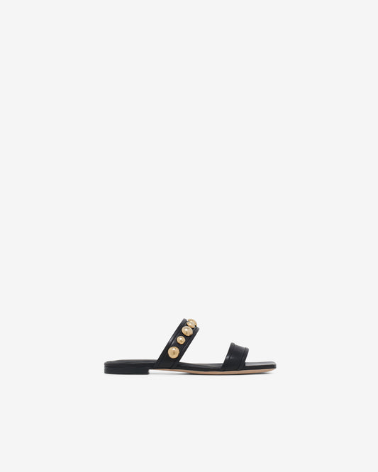 THULITE FLAT LEATHER MULES - BLACK