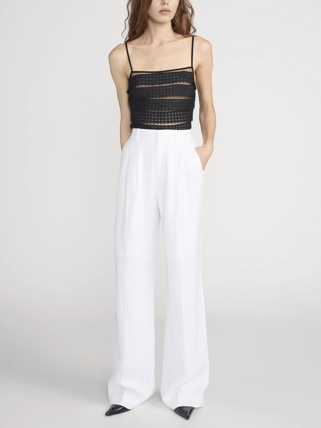 LATTICE CROTCHET CAMI - BLACK
