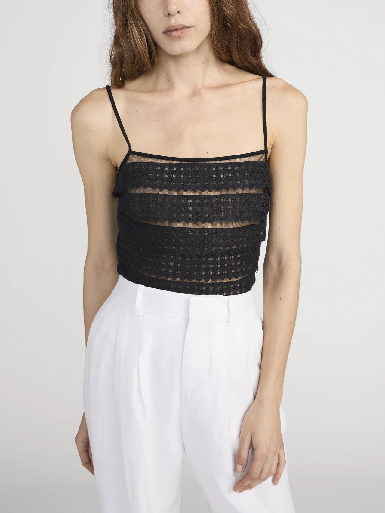 LATTICE CROTCHET CAMI - BLACK