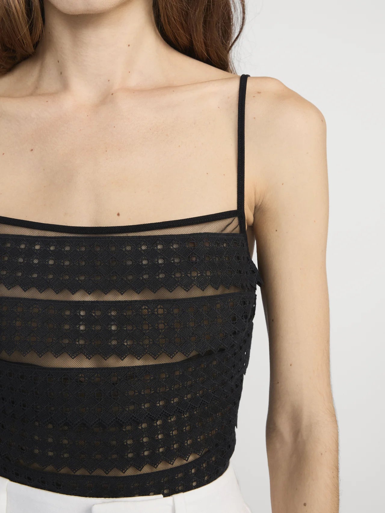 LATTICE CROTCHET CAMI - BLACK