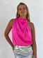 ASYMMETRICAL SLEEVE CUT TOP - PINK