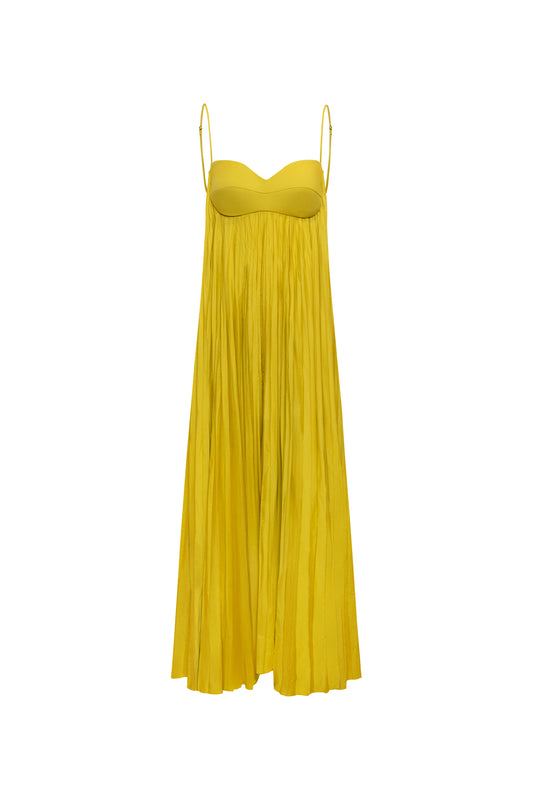 *PREORDER* PARA ELLA PLEATED MAXI DRESS - LIME